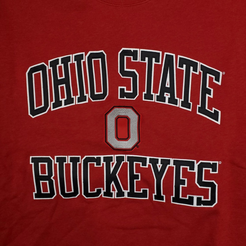 Ohio State Buckeyes Mitchell & Ness NCAA Large Sweatshirt Cut & Sew Logo Red NWT - Picture 3 of 7